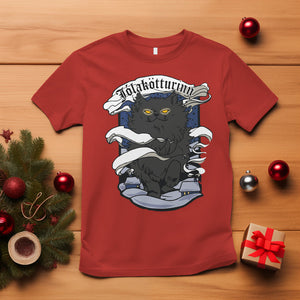 Icelandic Christmas T Shirt Yule Cat Jolakotturinn Xmas Eve TS09 Red Printyourwear