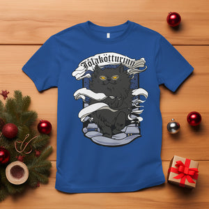 Icelandic Christmas T Shirt Yule Cat Jolakotturinn Xmas Eve TS09 Royal Blue Printyourwear