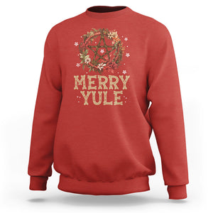 Merry Yule And Winter Solstice Flower Wreath Pentagram Sweatshirt TS09 Red Printyourwear