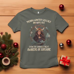 Merry Winter Solstice And Happy Yule Fairy Awakens In Sunshine T Shirt TS09 Military Green Printyourwear