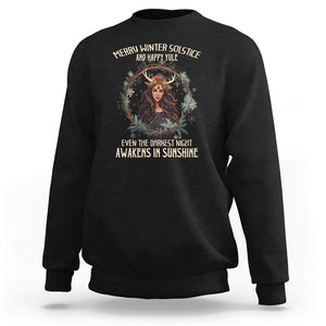 Merry Winter Solstice And Happy Yule Fairy Awakens In Sunshine Sweatshirt TS09 Black Printyourwear