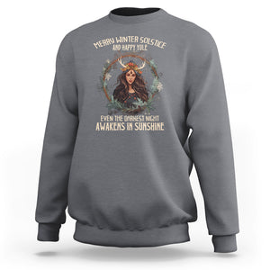 Merry Winter Solstice And Happy Yule Fairy Awakens In Sunshine Sweatshirt TS09 Charcoal Printyourwear