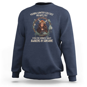 Merry Winter Solstice And Happy Yule Fairy Awakens In Sunshine Sweatshirt TS09 Navy Printyourwear