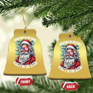 Christmas in the Front Party in the Back USA Patriotic Santa Christmas Ornament TS09 Bell Flake Gold Print Your Wear