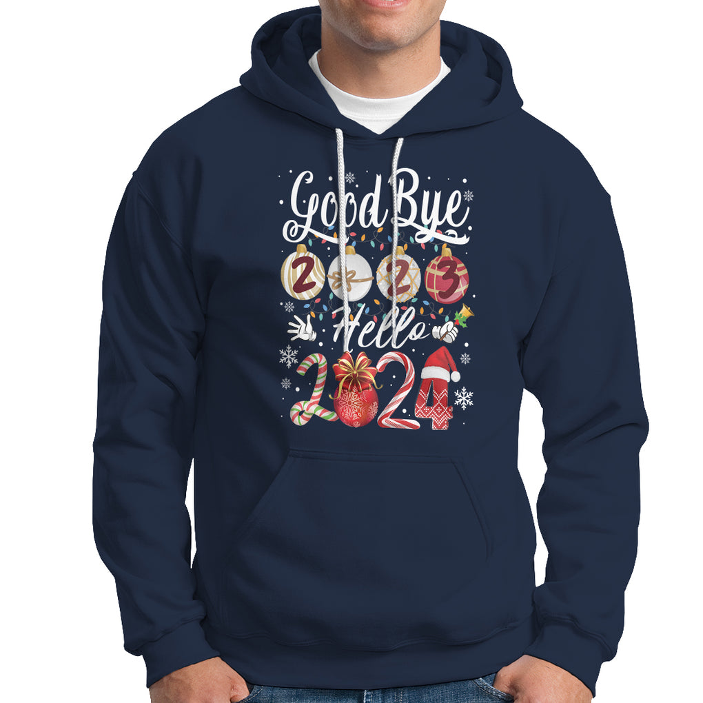 Goodbye 2023 Hello 2024 Happy New Year's Eve Hoodie TS09 Navy Printyourwear
