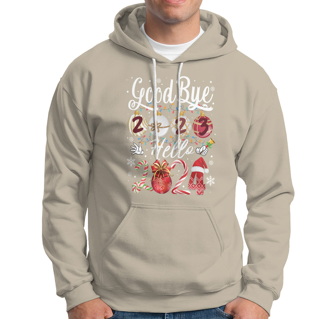 Goodbye 2023 Hello 2024 Happy New Year's Eve Hoodie TS09 Sand Printyourwear