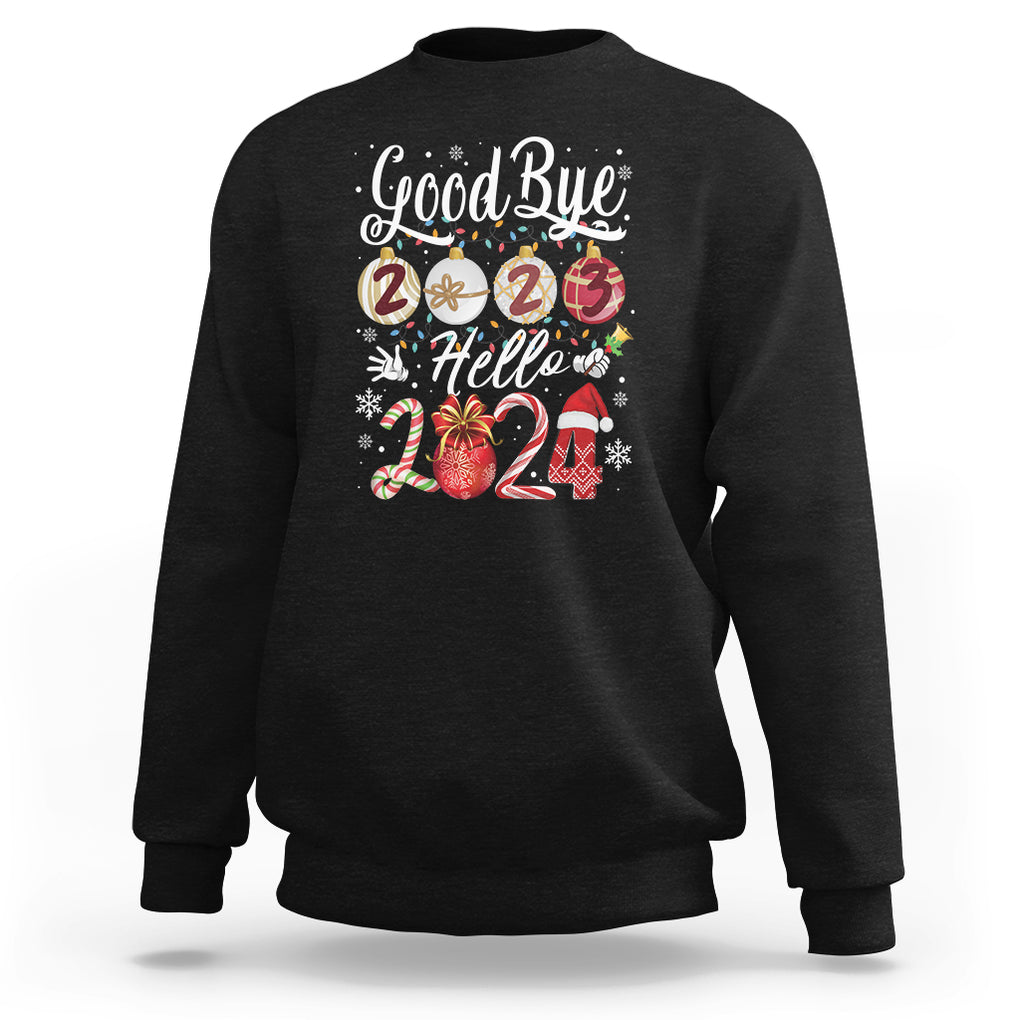 Goodbye 2023 Hello 2024 Happy New Year's Eve Sweatshirt TS09 Black Printyourwear