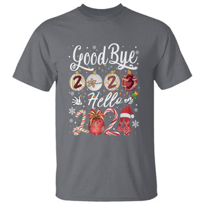 Goodbye 2023 Hello 2024 Happy New Year's Eve T Shirt TS09 Charcoal Printyourwear