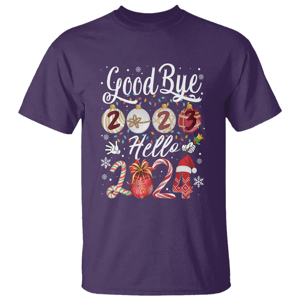 Goodbye 2023 Hello 2024 Happy New Year's Eve T Shirt TS09 Purple Printyourwear