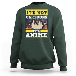 It's Not Cartoons It's Anime Sweatshirt Angry Eyes Japanese Manga TS09 Dark Forest Green Printyourwear