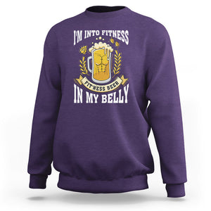 Funny Drinking Sweatshirt I'm Into Fitness Fit'ness Beer in My Belly TS09 Purple Printyourwear