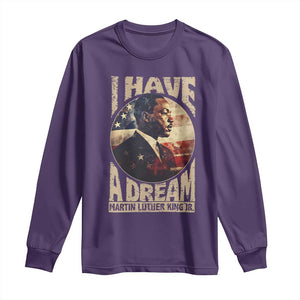 Martin Luther King Jr Long Sleeve Shirt I Have A Dream American Flag MLK Day Black History TS09 Purple Print Your Wear