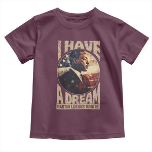 Martin Luther King Jr Toddler T Shirt I Have A Dream American Flag MLK Day Black History TS09 Maroon Print Your Wear