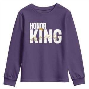 Martin Luther King Jr Day Youth Sweatshirt Honoring The King MLK TS09 Purple Print Your Wear
