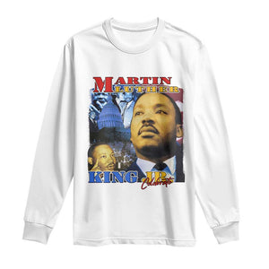 Martin Luther King Jr Long Sleeve Shirt His Dream Is My Dream American Flag MLK Day Black HIstory TS09 White Print Your Wear