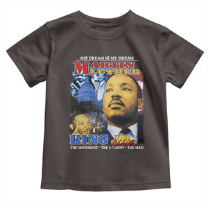 Martin Luther King Jr Toddler T Shirt His Dream Is My Dream American Flag MLK Day Black HIstory TS09 Dark Chocolate Print Your Wear