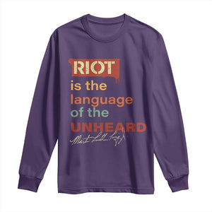 Martin Luther King Jr Long Sleeve Shirt A Riot Is The Language Of The Unheard TS09 Purple Print Your Wear