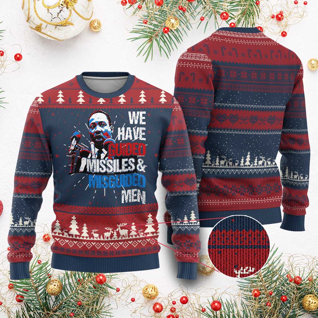 Martin Luther King Jr Ugly Christmas Sweater We Have Guided Missiles And Misguided Men TS09 Burgundy Print Your Wear