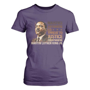 Martin Luther King Jr T Shirt For Women Injustice Anywhere Is A Threat To Justice Everywhere TS09 Purple Print Your Wear