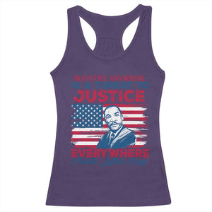 Martin Luther King Jr Day Racerback Tank Top Injustice Anywhere Is A Threat To Justice Everywhere TS09 Purple Print Your Wear