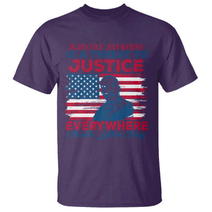 Martin Luther King Jr Day T Shirt Injustice anywhere Is A Threat To Justice Everywhere TS09 Purple Print Your Wear