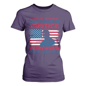 Martin Luther King Jr Day T Shirt For Women Injustice anywhere Is A Threat To Justice Everywhere TS09 Purple Print Your Wear