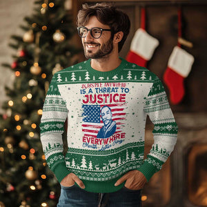 Martin Luther King Jr Day Ugly Christmas Sweater Injustice Anywhere Is A Threat To Justice Everywhere