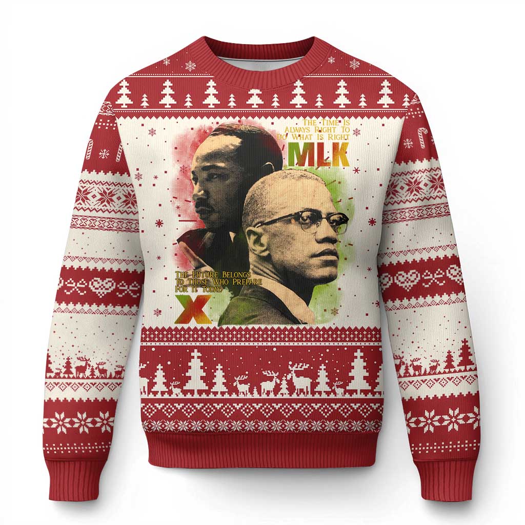 Martin Luther King Jr Malcolm X Ugly Christmas Sweater The Time Is Always Right Prepare For Future Today