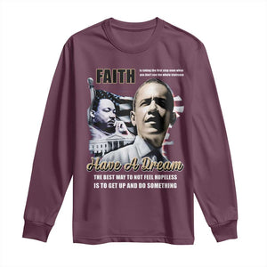 Obama MLK Martin Luther King Jr Long Sleeve Shirt TS09 Maroon Print Your Wear