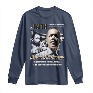 Obama MLK Martin Luther King Jr Long Sleeve Shirt TS09 Navy Print Your Wear