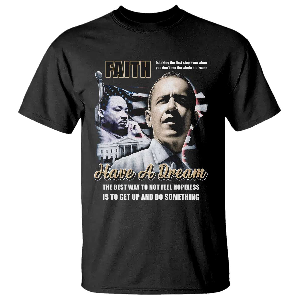 Obama MLK Martin Luther King Jr T Shirt TS09 Black Print Your Wear