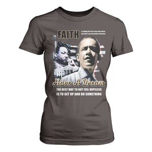 Obama MLK Martin Luther King Jr T Shirt For Women TS09 Dark Chocolate Print Your Wear