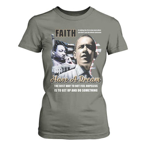 Obama MLK Martin Luther King Jr T Shirt For Women TS09 Military Green Print Your Wear