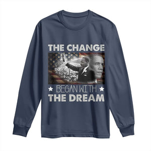 Obama MLK Long Sleeve Shirt The Change Began With The Dream TS09 Navy Print Your Wear