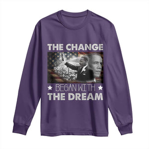 Obama MLK Long Sleeve Shirt The Change Began With The Dream TS09 Purple Print Your Wear