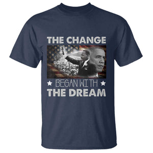 Obama MLK T Shirt The Change Began With The Dream TS09 Navy Print Your Wear