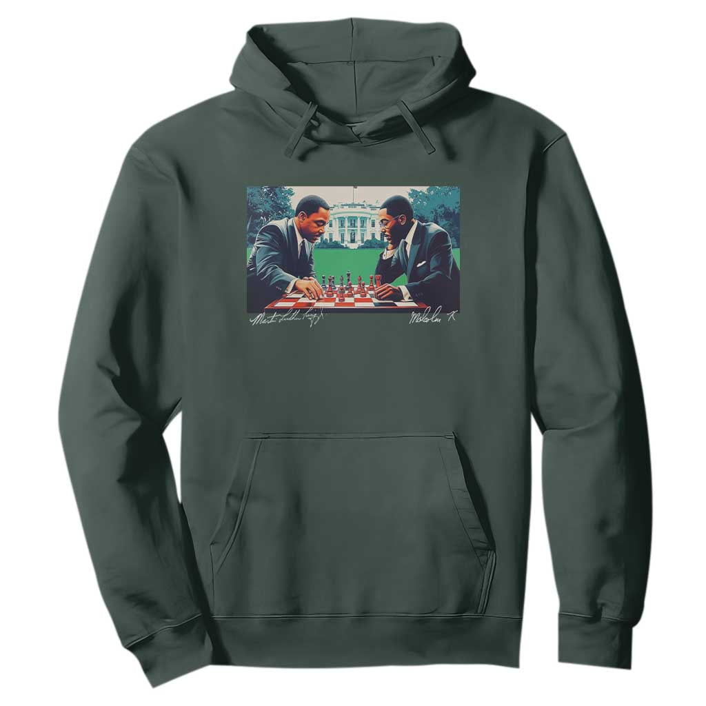 Martin Luther King Jr Malcolm X Hoodie Playing Chess White House Black History TS09 Dark Forest Green Print Your Wear