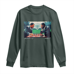 Martin Luther King Jr Malcolm X Long Sleeve Shirt Playing Chess White House Black History TS09 Dark Forest Green Print Your Wear