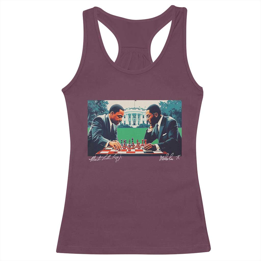 Martin Luther King Jr Malcolm X Racerback Tank Top Playing Chess White House Black History TS09 Maroon Print Your Wear