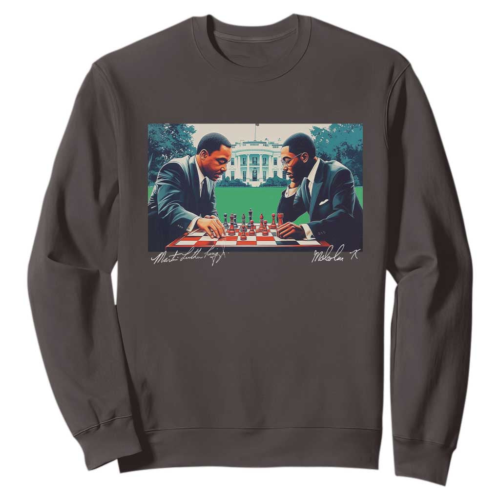 Martin Luther King Jr Malcolm X Sweatshirt Playing Chess White House Black History TS09 Dark Chocolate Print Your Wear