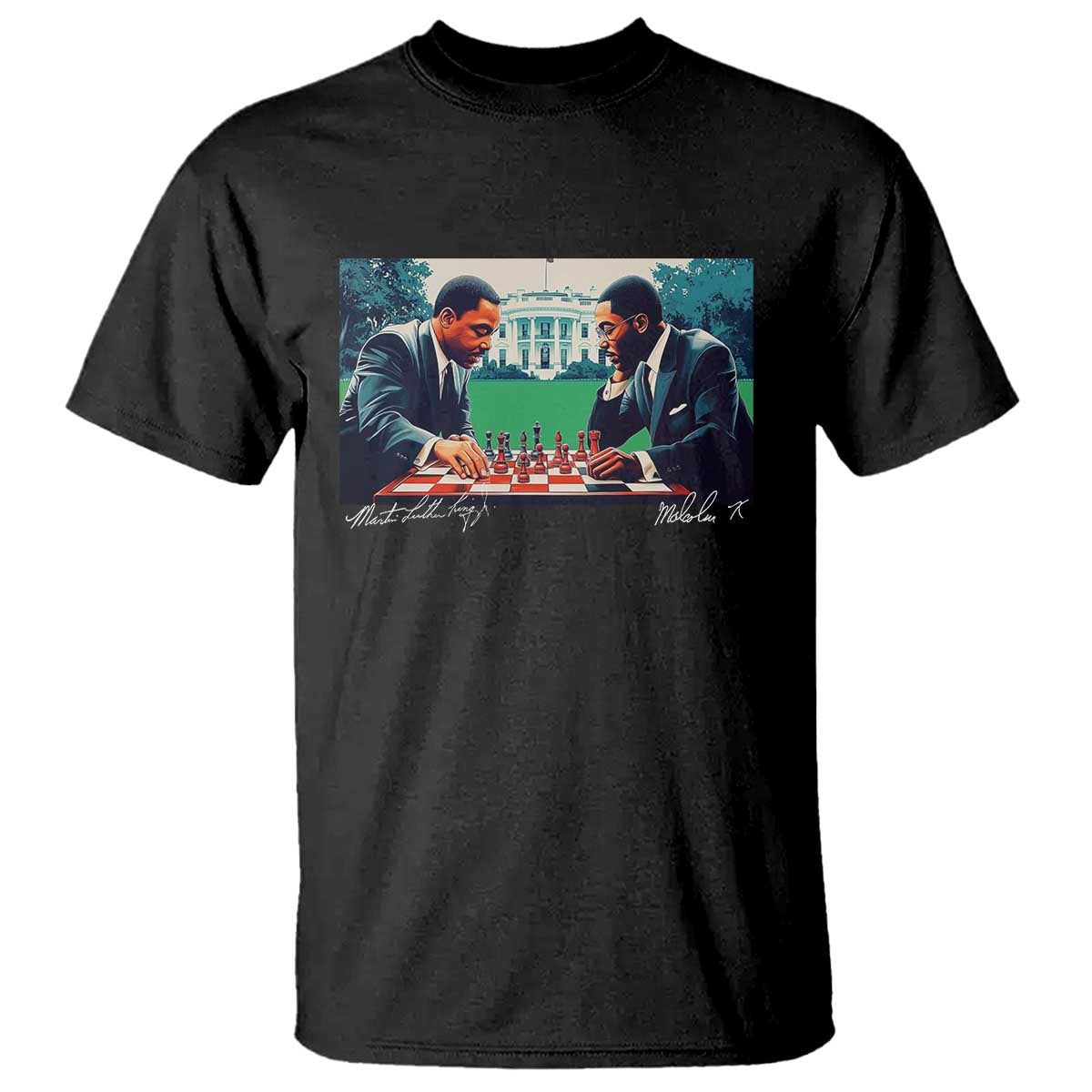 Martin Luther King Jr Malcolm X T Shirt Playing Chess White House Black History TS09 Black Print Your Wear