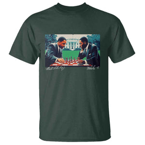 Martin Luther King Jr Malcolm X T Shirt Playing Chess White House Black History TS09 Dark Forest Green Print Your Wear