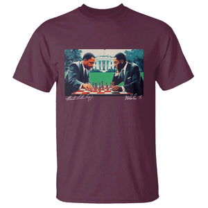 Martin Luther King Jr Malcolm X T Shirt Playing Chess White House Black History TS09 Maroon Print Your Wear