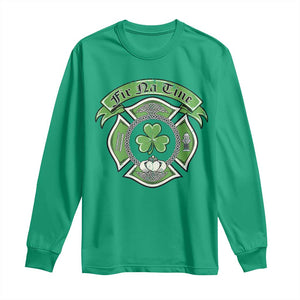 Irish Firefighter Long Sleeve Shirt Fir Na Tine Man Of Fire Celtic Claddagh Cross TS09 Irish Green Print Your Wear