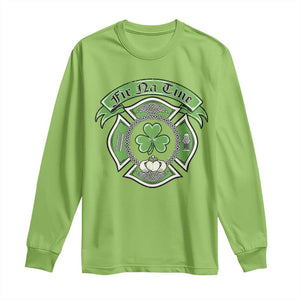 Irish Firefighter Long Sleeve Shirt Fir Na Tine Man Of Fire Celtic Claddagh Cross TS09 Lime Print Your Wear