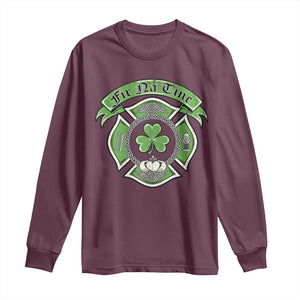 Irish Firefighter Long Sleeve Shirt Fir Na Tine Man Of Fire Celtic Claddagh Cross TS09 Maroon Print Your Wear