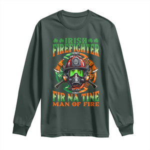 Fir Na Tine Man Of Fire Long Sleeve Shirt Irish Firefighter Pride TS09 Dark Forest Green Print Your Wear