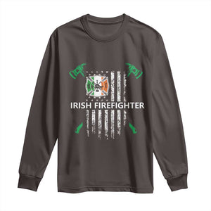 Irish Firefighter Fir Na Tine Man Of Fire Long Sleeve Shirt Irish American Flag TS09 Dark Chocolate Print Your Wear