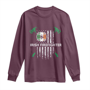 Irish Firefighter Fir Na Tine Man Of Fire Long Sleeve Shirt Irish American Flag TS09 Maroon Print Your Wear