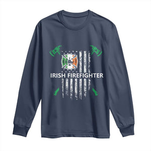 Irish Firefighter Fir Na Tine Man Of Fire Long Sleeve Shirt Irish American Flag TS09 Navy Print Your Wear